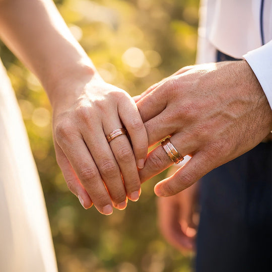 Santa | Tungsten Couple Rings | Rose Gold Wedding Bands