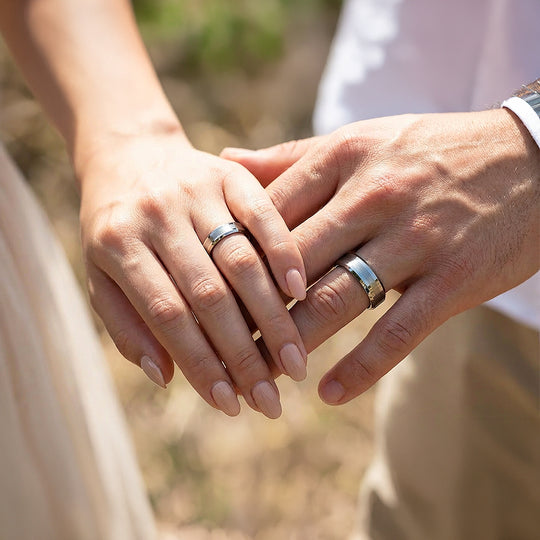 Serenity | Tungsten Couple Rings | Silver Wedding Bands