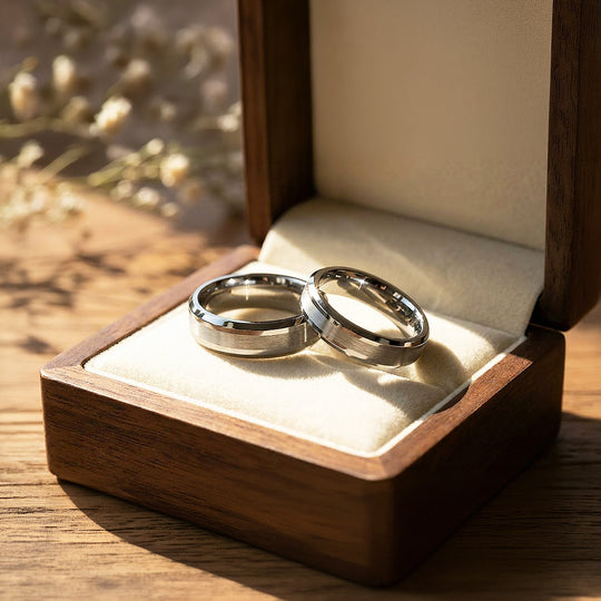 Serenity | Tungsten Couple Rings | Silver Wedding Bands