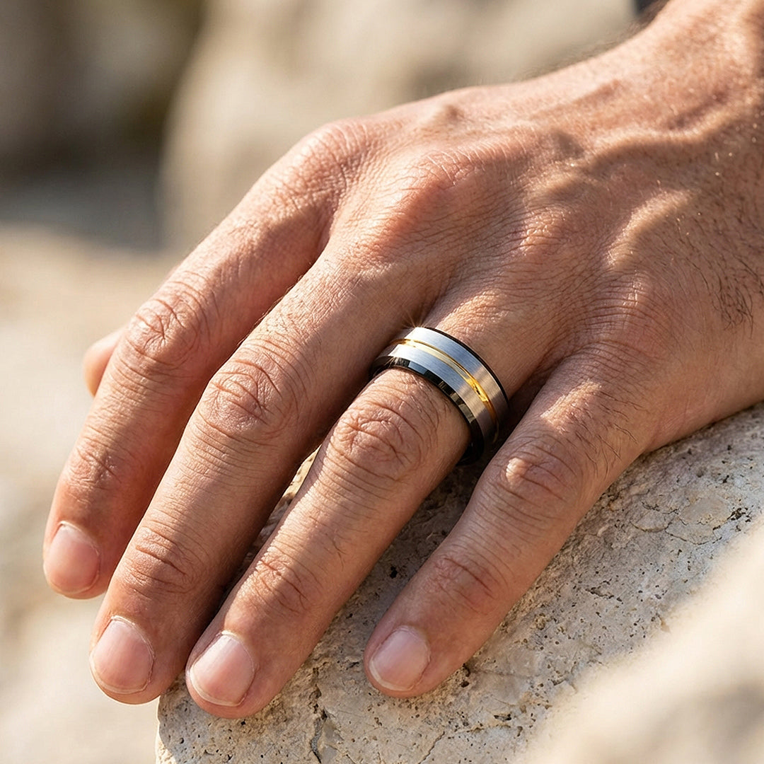 Silver Shadow Tungsten Carbide Ring — Clearance Sale Size 11 Only - Ring | Singapore Jewellery, Wedding Rings &amp; Gifts | Same Day Delivery | Tiara.com.sg