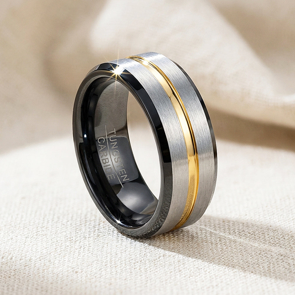 Silver Shadow Tungsten Carbide Ring — Clearance Sale Size 11 Only