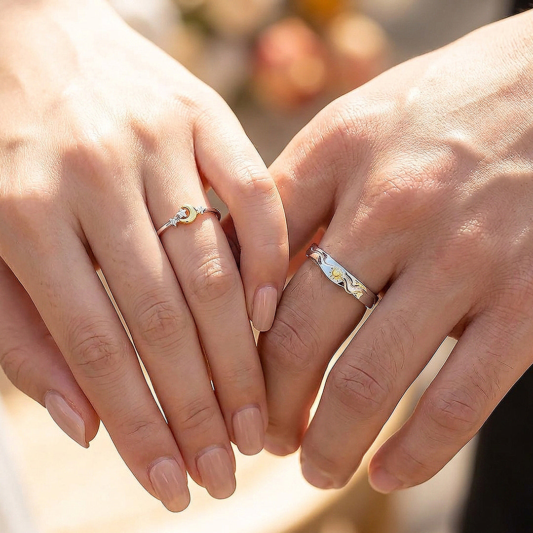 Sun &amp; Moon Couple Rings | Solar and Lunar Love