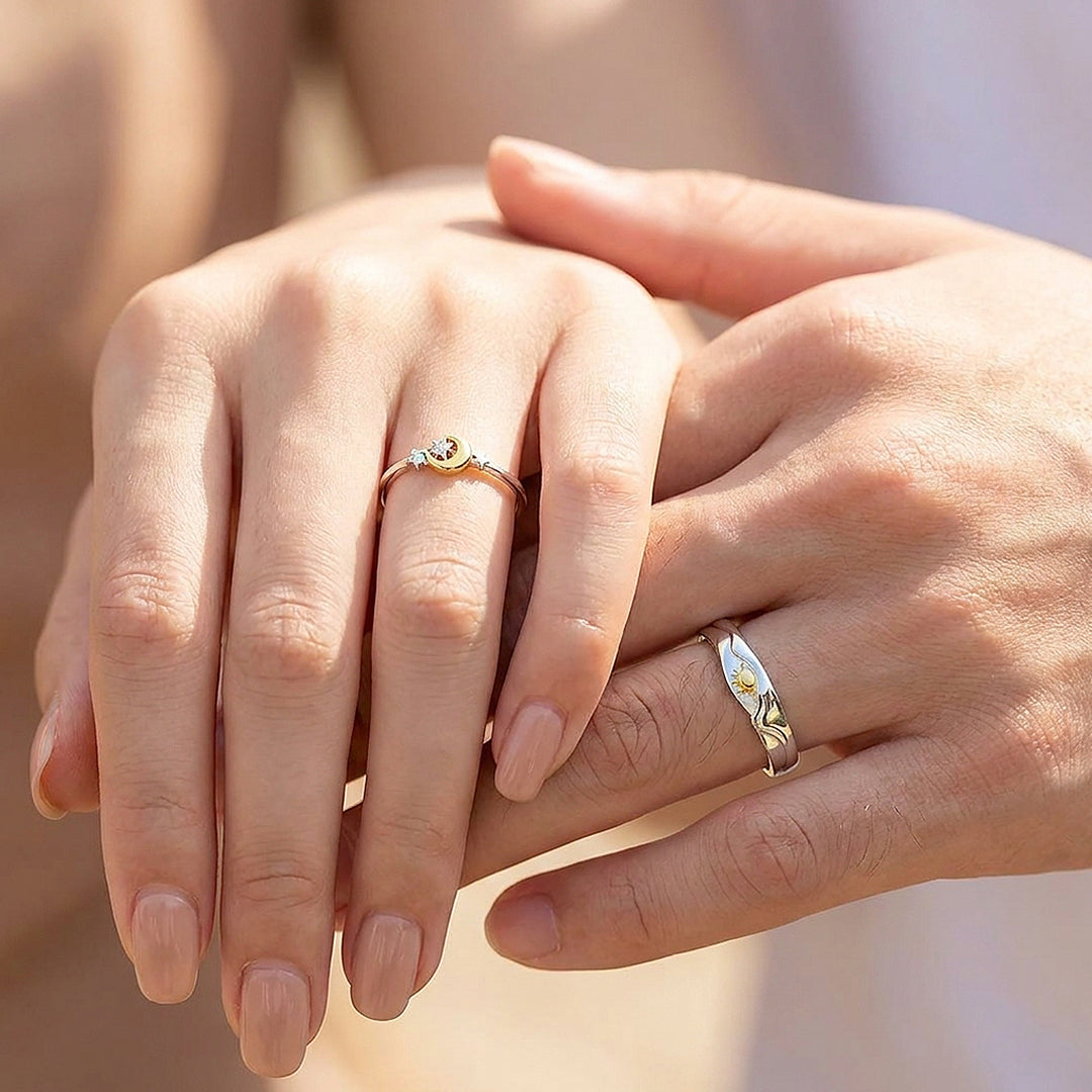 Sun &amp; Moon Couple Rings | Solar and Lunar Love
