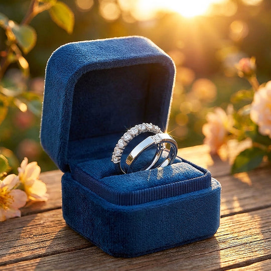 Round &amp; Princess Cut Couple Rings | Sparkle of Love