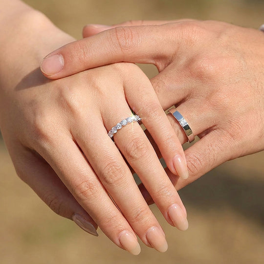 Round &amp; Princess Cut Couple Rings | Sparkle of Love