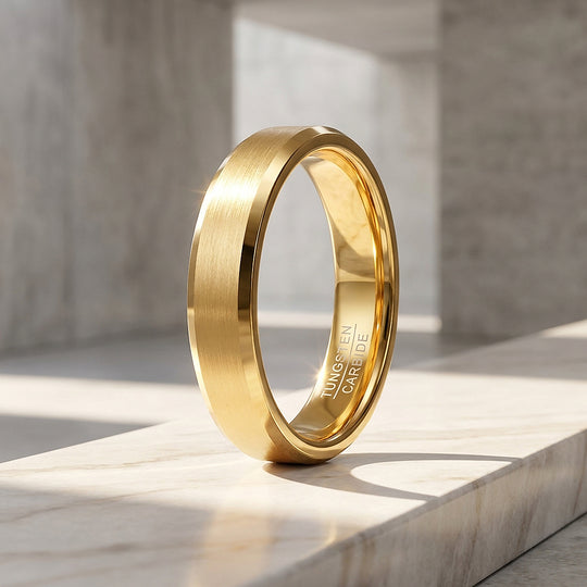 Spell | Matte Brushed Gold Bevelled Edge Tungsten Carbide