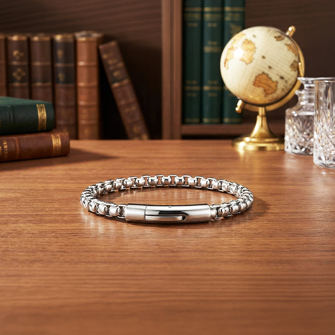 Apex Titan | Premium Titanium Steel Box Chain Bracelet in High-Polished Silver