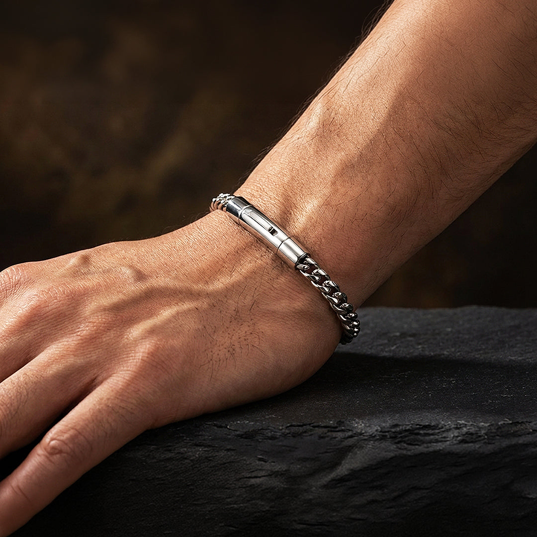Apex Titan | Premium Titanium Steel Box Chain Bracelet in High-Polished Silver