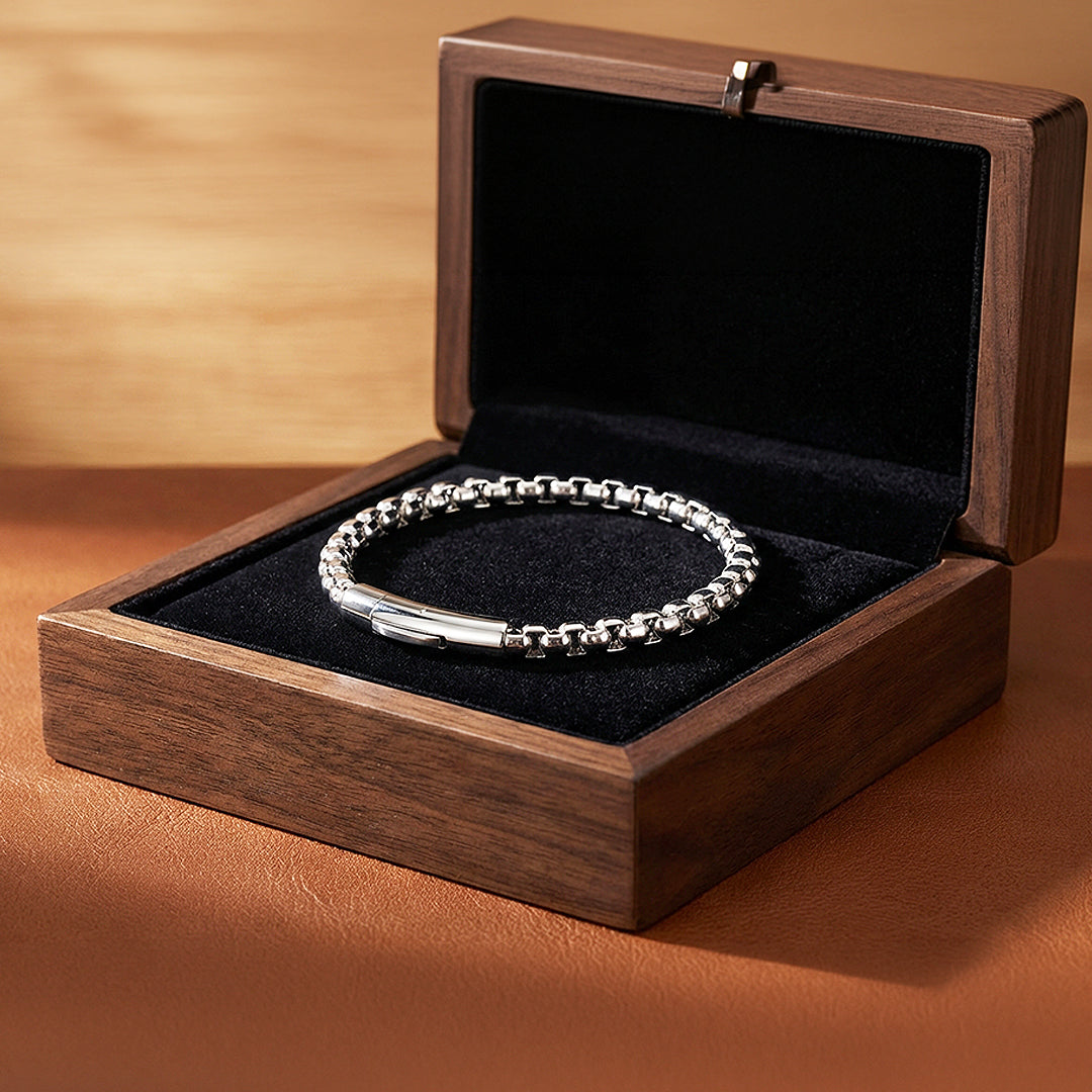 Apex Titan | Premium Titanium Steel Box Chain Bracelet in High-Polished Silver