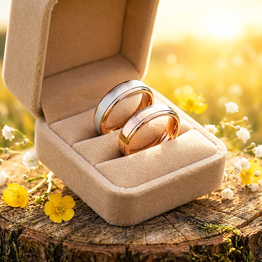 Sync | Matte and High-Polished Dual-Texture Stepped Wedding Band
