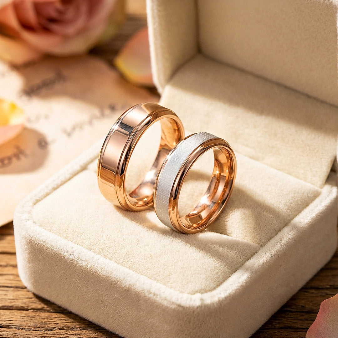 Sync | Matte and High-Polished Dual-Texture Stepped Wedding Band