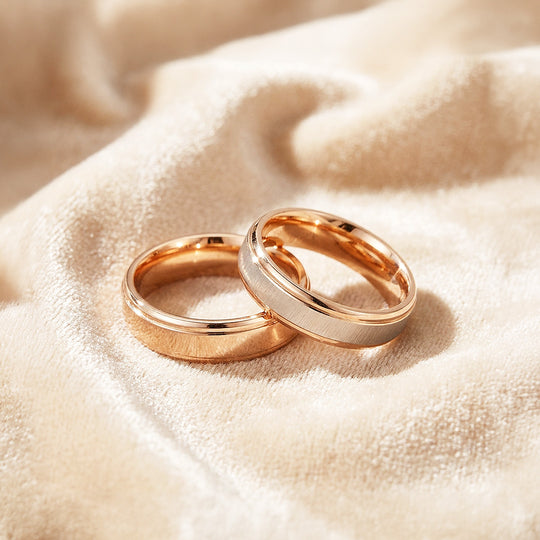 Sync | Matte and High-Polished Dual-Texture Stepped Wedding Band