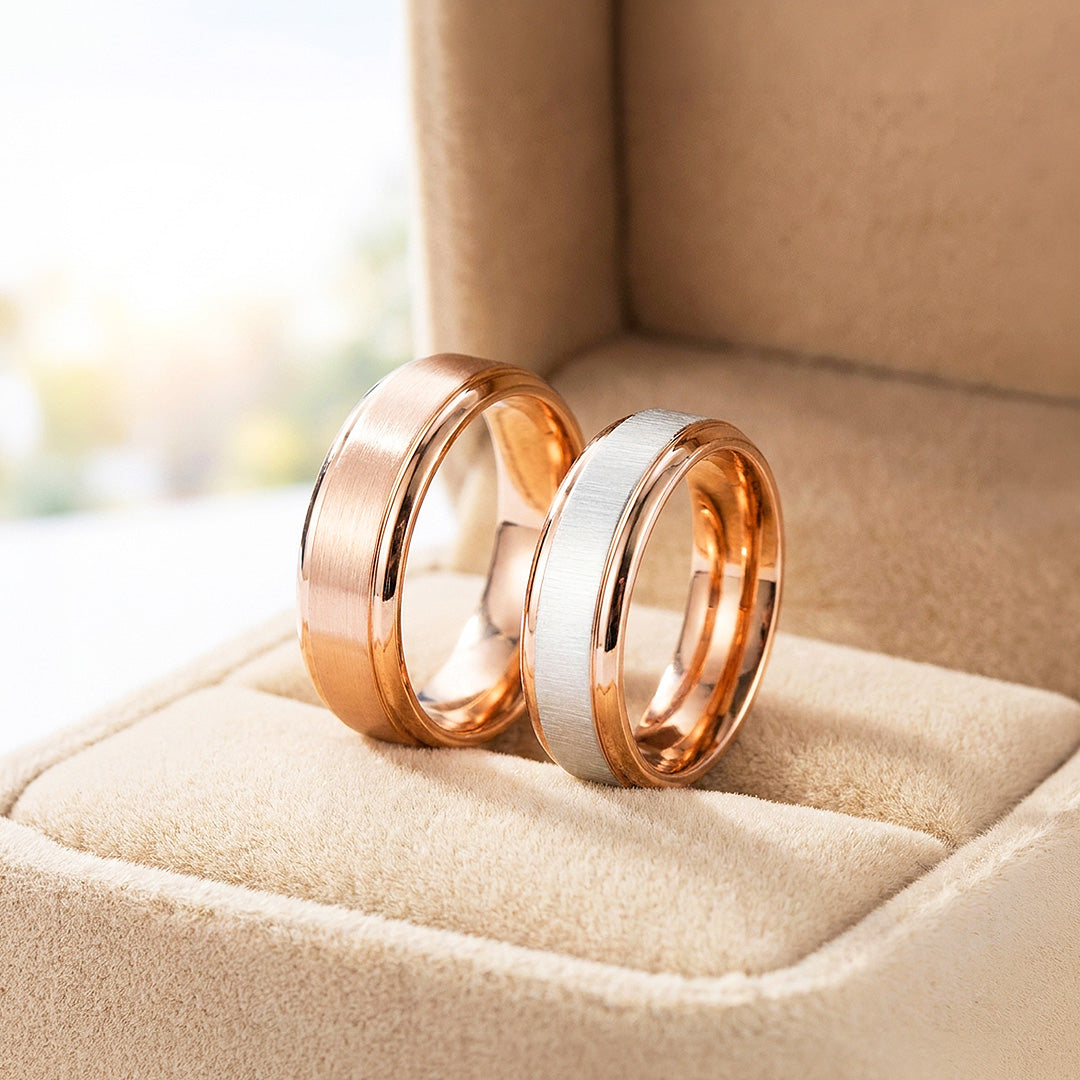 Sync | Matte and High-Polished Dual-Texture Stepped Wedding Band
