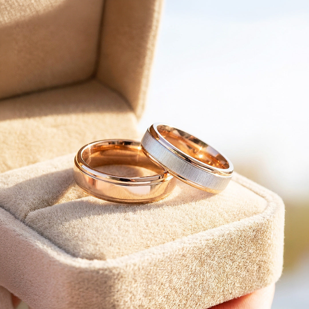 Sync | Matte and High-Polished Dual-Texture Stepped Wedding Band