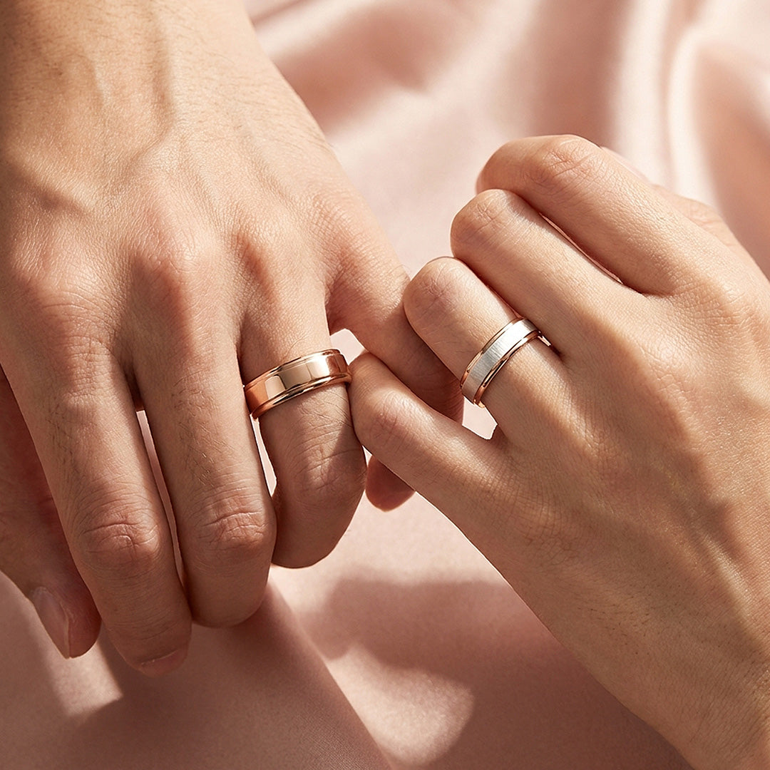 Sync | Matte and High-Polished Dual-Texture Stepped Wedding Band