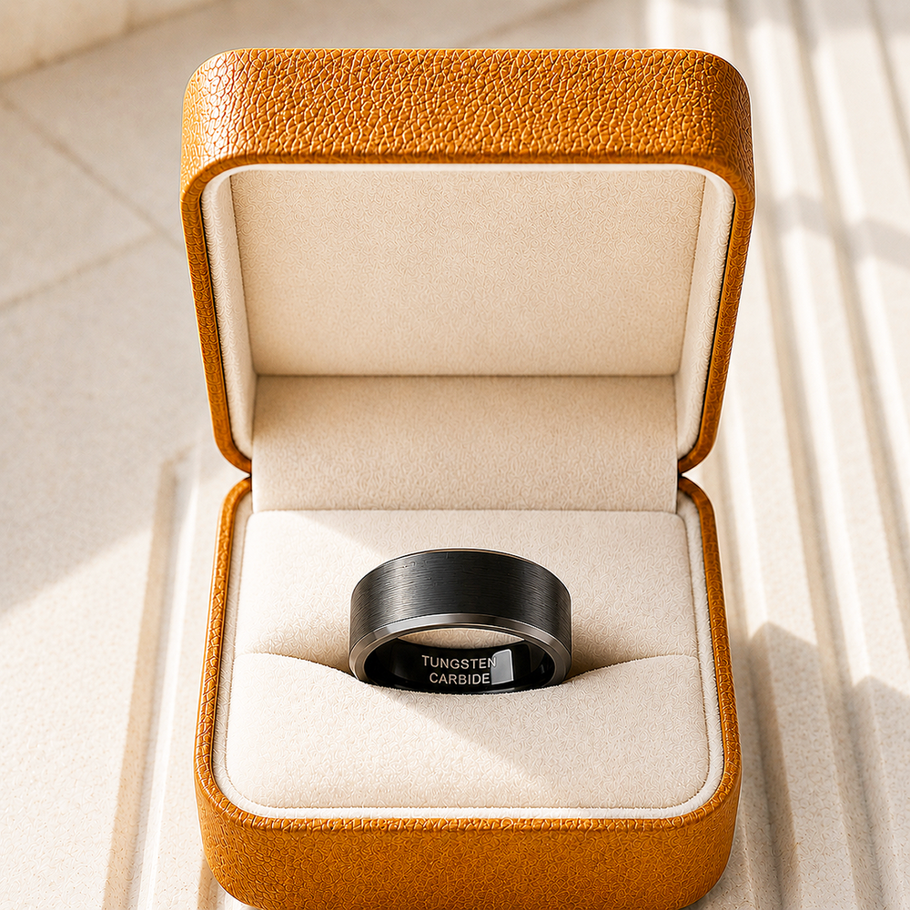 Taron | Black Brushed Tungsten Carbide Ring