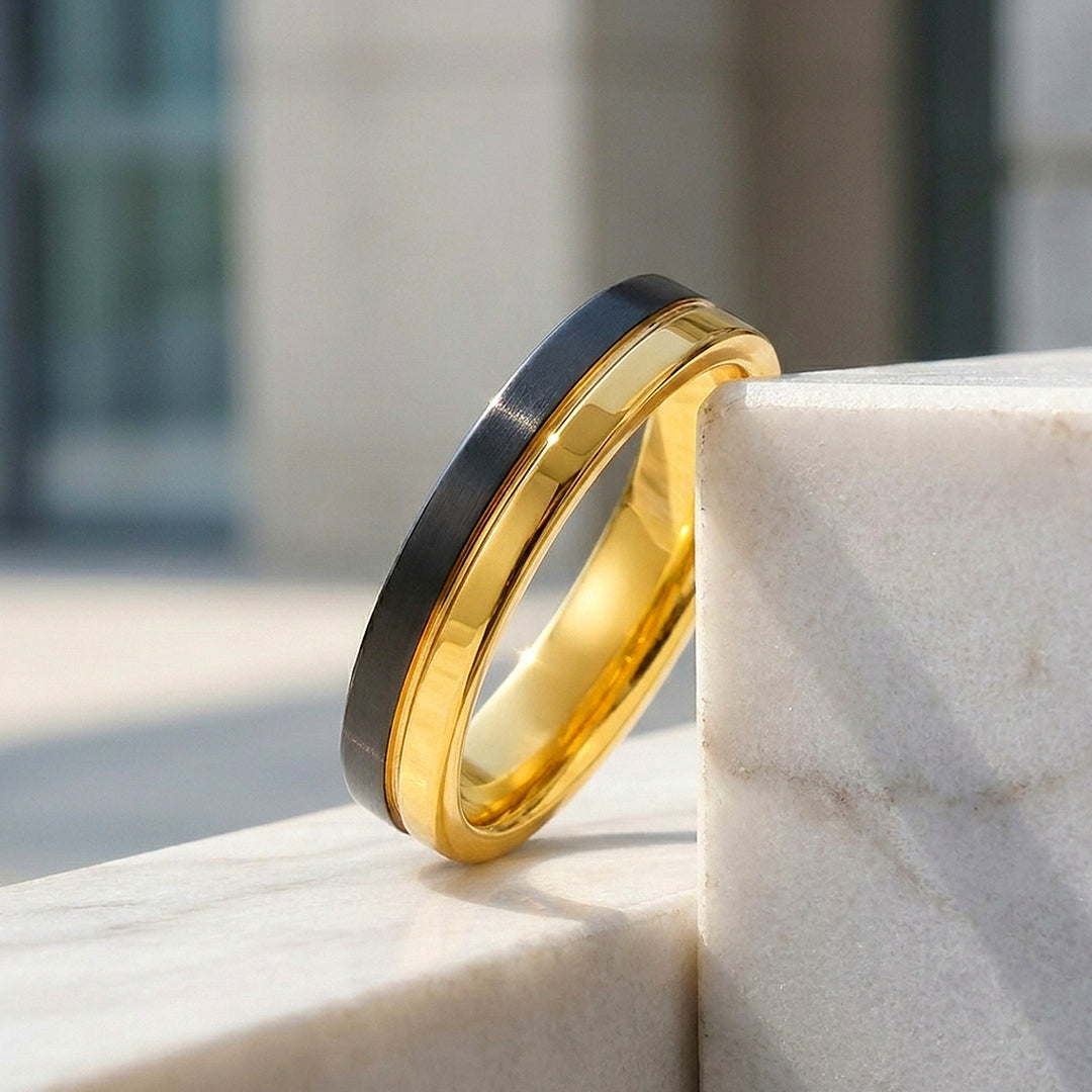 Toffee | Asymmetrical Brushed Dual Tone Tungsten Carbide