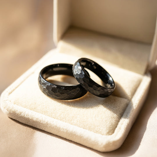 Tower | Tungsten Couple Rings | Black Wedding Bands