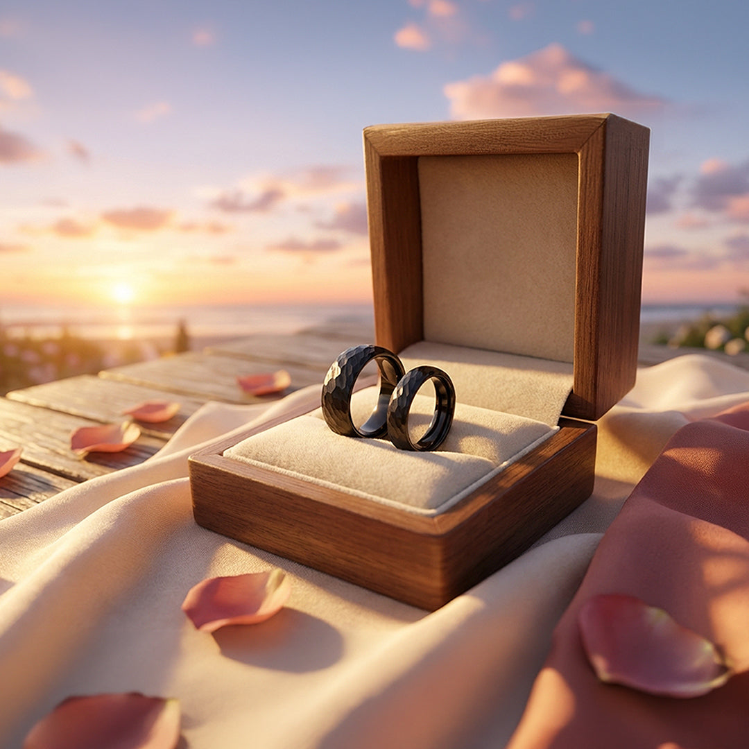 Tower | Tungsten Couple Rings | Black Wedding Bands