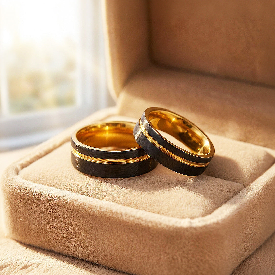 Treasure | Tungsten Couple Rings | Black Wedding Bands