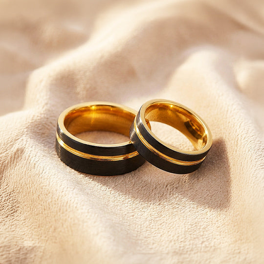 Treasure | Tungsten Couple Rings | Black Wedding Bands
