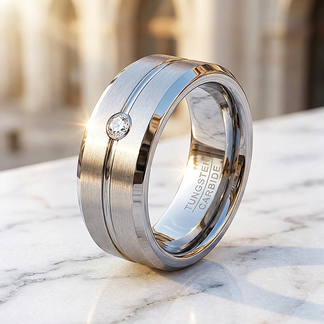 Truman Brushed Solitaire Tungsten Carbide Ring – Tiara.com.sg