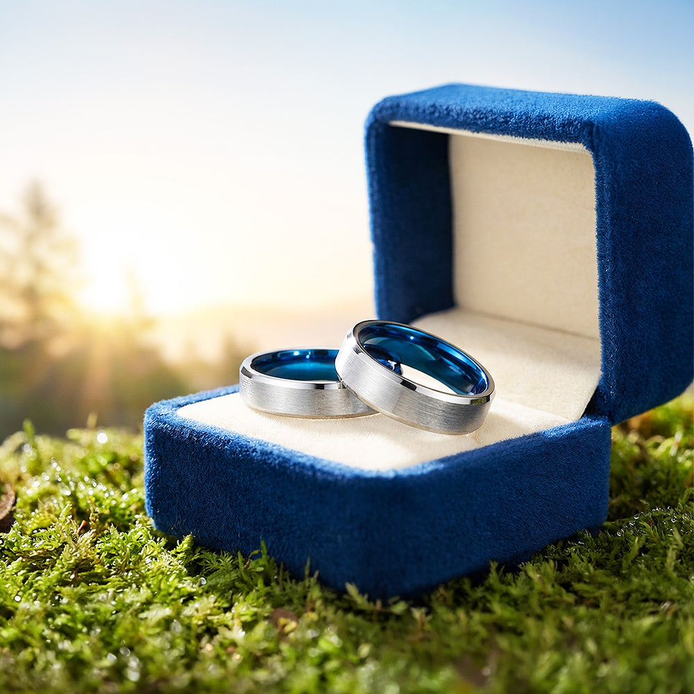 Vault | Tungsten Couple Rings | Silver Wedding Bands