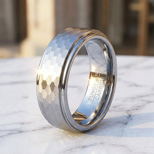 Zinc Hammered Tungsten Carbide Ring - Ring | Singapore Jewellery, Wedding Rings &amp; Gifts | Same Day Delivery | Tiara.com.sg