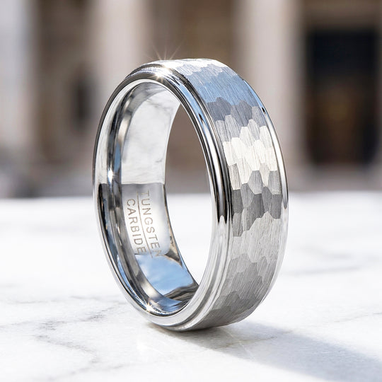 Zinc Hammered Tungsten Carbide Ring - Ring | Singapore Jewellery, Wedding Rings &amp; Gifts | Same Day Delivery | Tiara.com.sg
