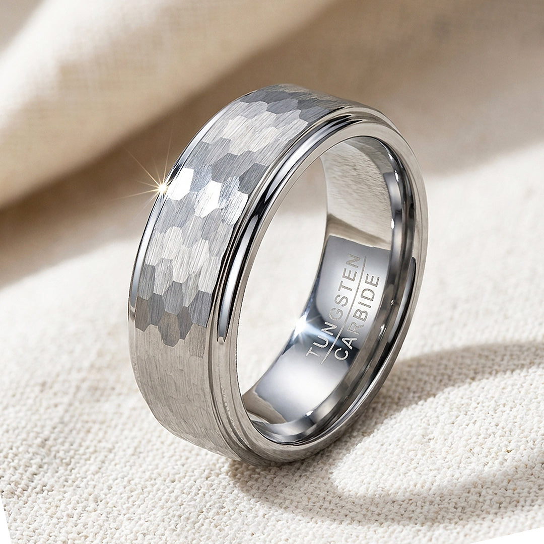 Zinc Hammered Tungsten Carbide Ring - Ring | Singapore Jewellery, Wedding Rings &amp; Gifts | Same Day Delivery | Tiara.com.sg