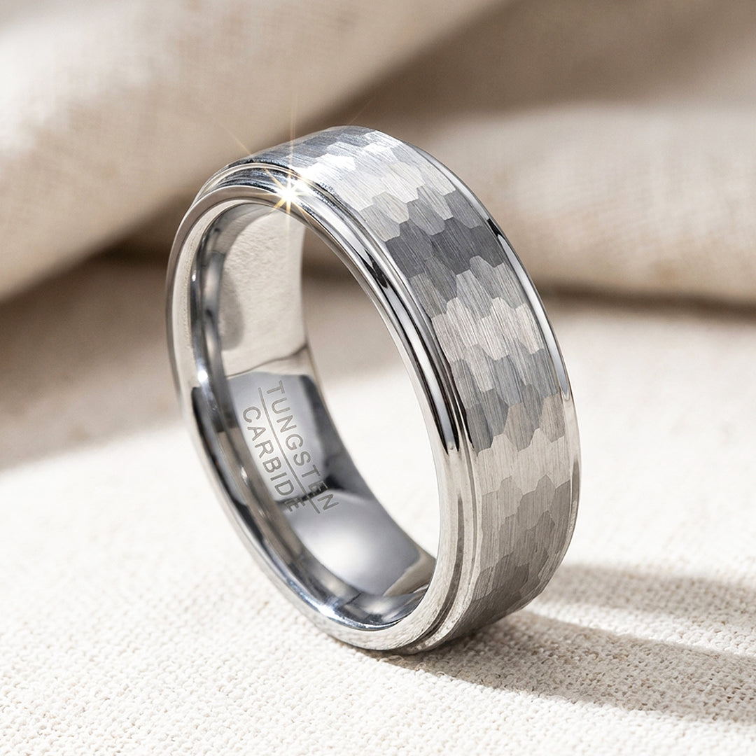 Zinc Hammered Tungsten Carbide Ring - Ring | Singapore Jewellery, Wedding Rings &amp; Gifts | Same Day Delivery | Tiara.com.sg