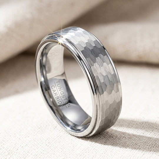 Zinc Hammered Tungsten Carbide Ring - Ring | Singapore Jewellery, Wedding Rings &amp; Gifts | Same Day Delivery | Tiara.com.sg