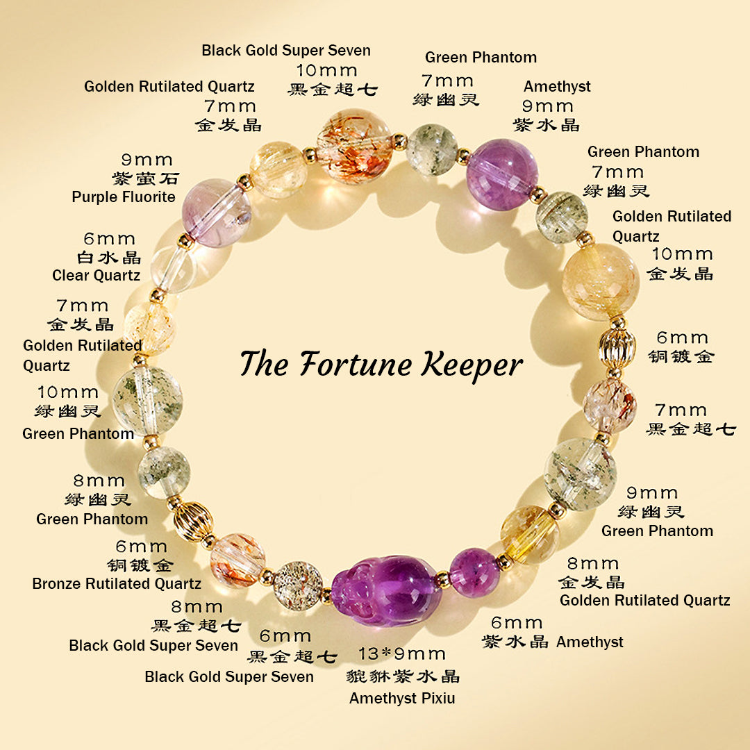 Golden Rutilated Quartz & Black Gold Super Seven Prosperity