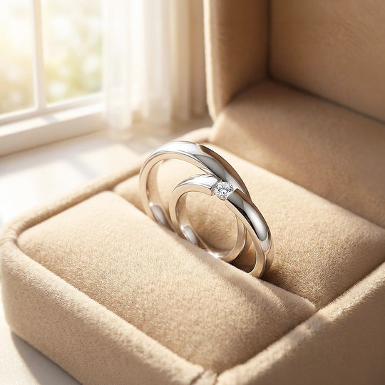 Cotton | High-Polished Single-Stone Tension-Set Dome Wedding Band