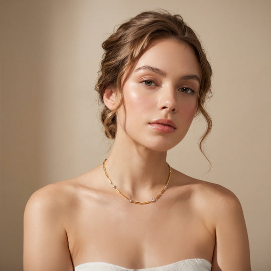 Bar Link Station Pendant Necklace | Gold | Luxe4455