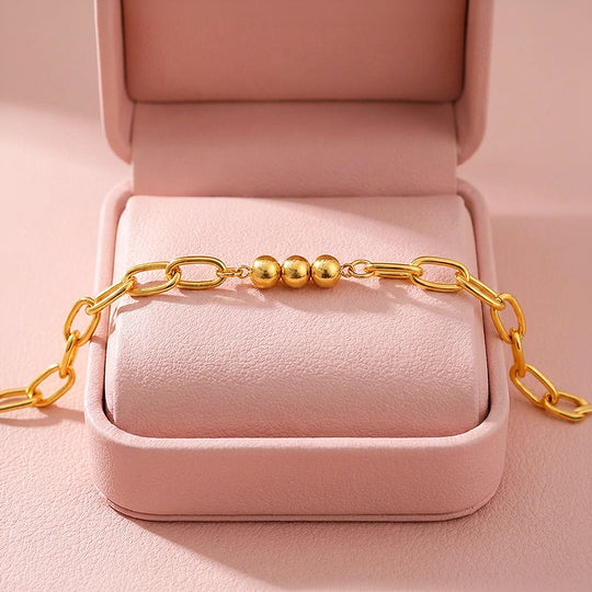 Paperclip Link &amp; Gold Orb Bracelet | Luxe6613