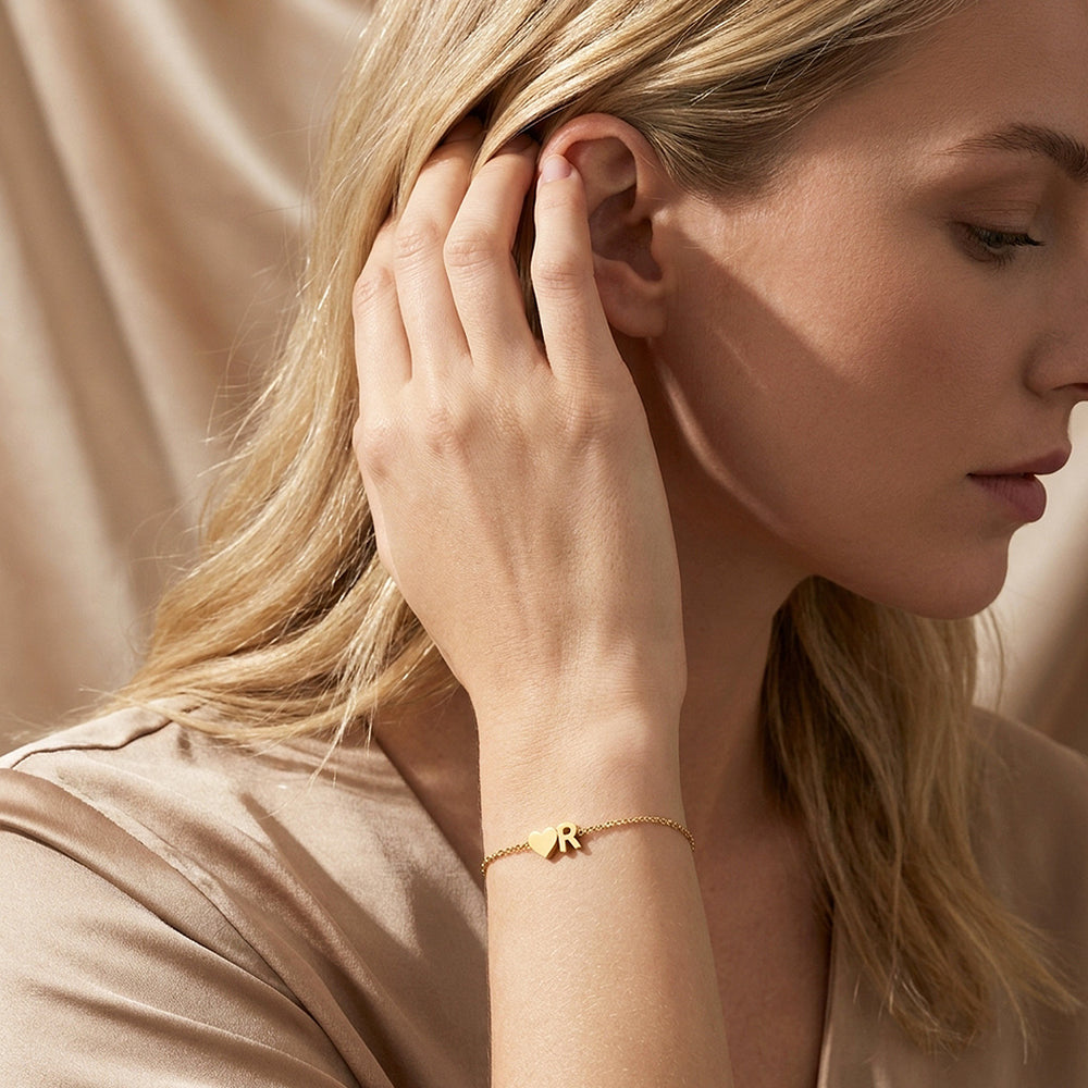 Initial Heart Charm Bracelet | Women's Bracelet | Luxe6761