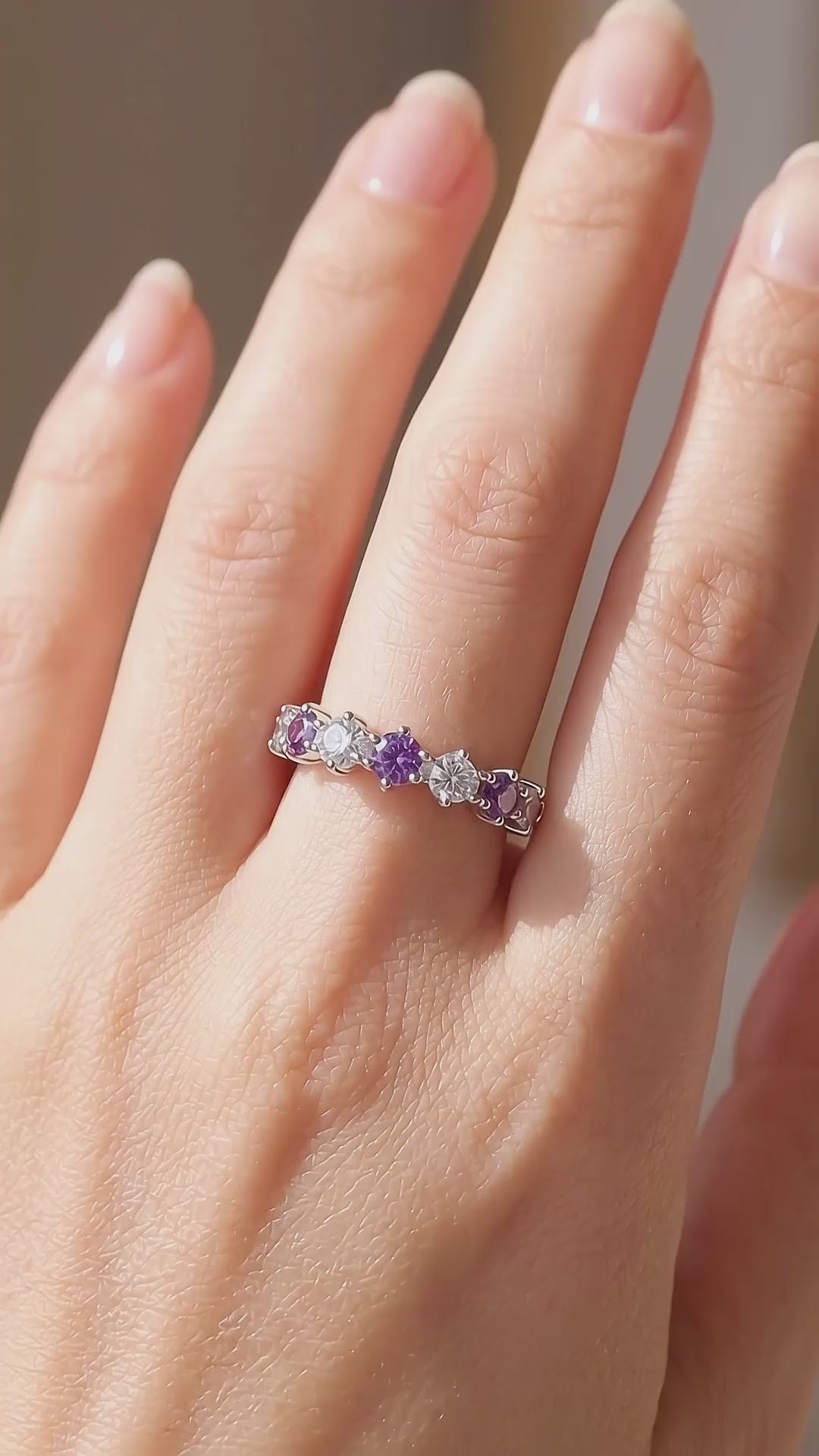 Purple &amp; White Crown Band Ring | 925 Sterling Silver | PRM7137