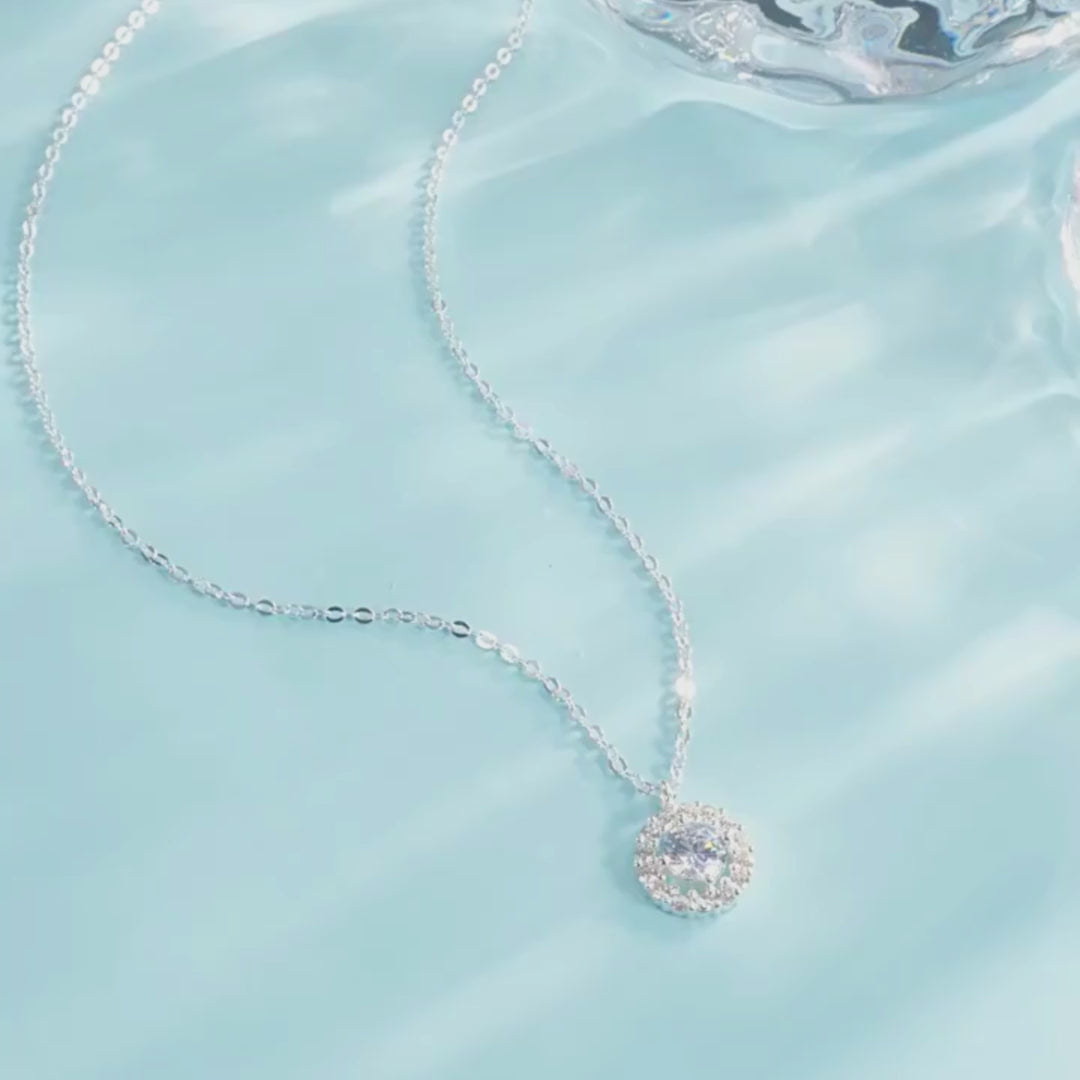 Halo Necklace | 925 Sterling Silver | Cubic Zirconia | Prm2035