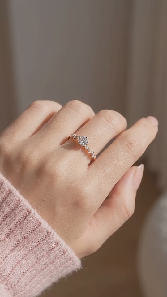Dainty Rose Gold Moissanite Ring | 925 Sterling Silver | PRM7136