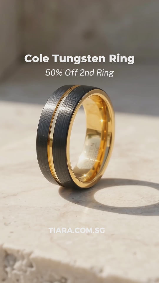 Cole | Brushed Black Gold Groove Tungsten Carbide Men&