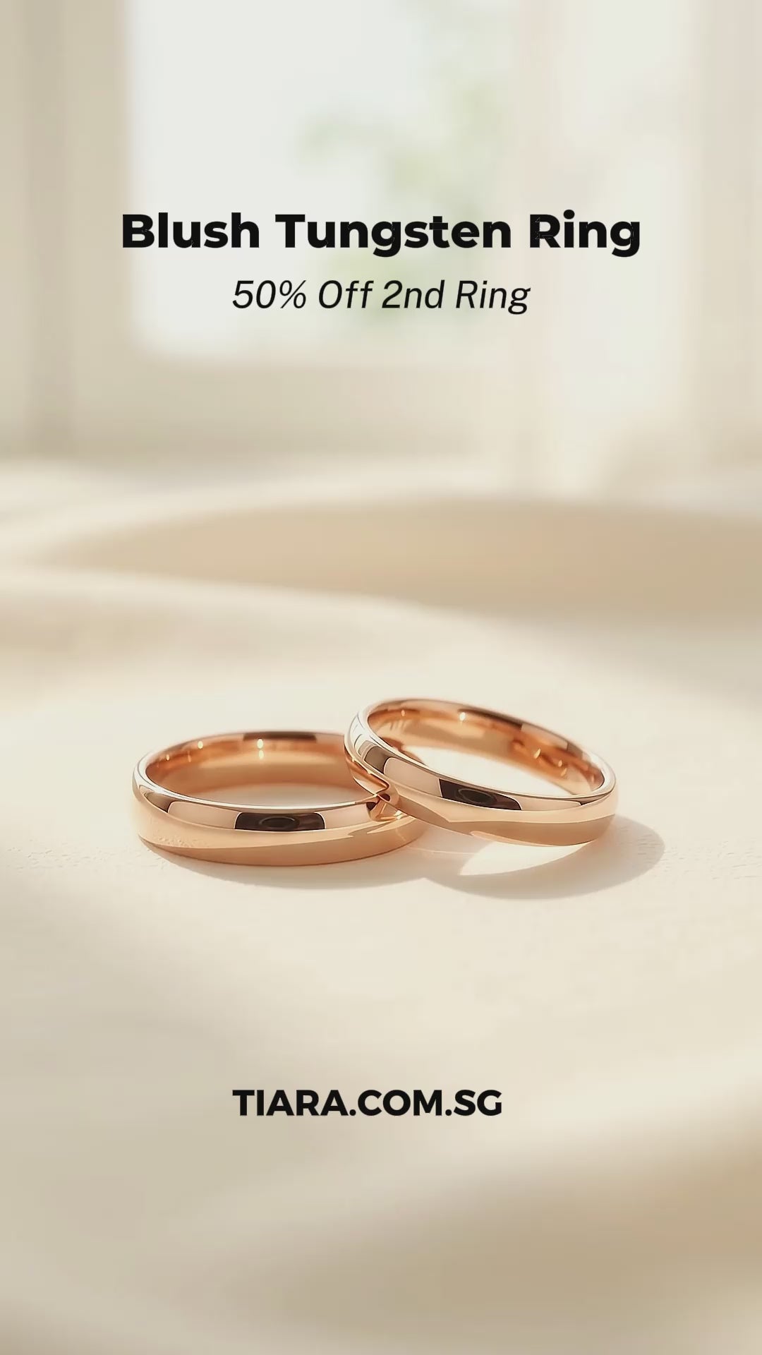 Blush | Tungsten Couple Rings | Rose Gold Wedding Bands