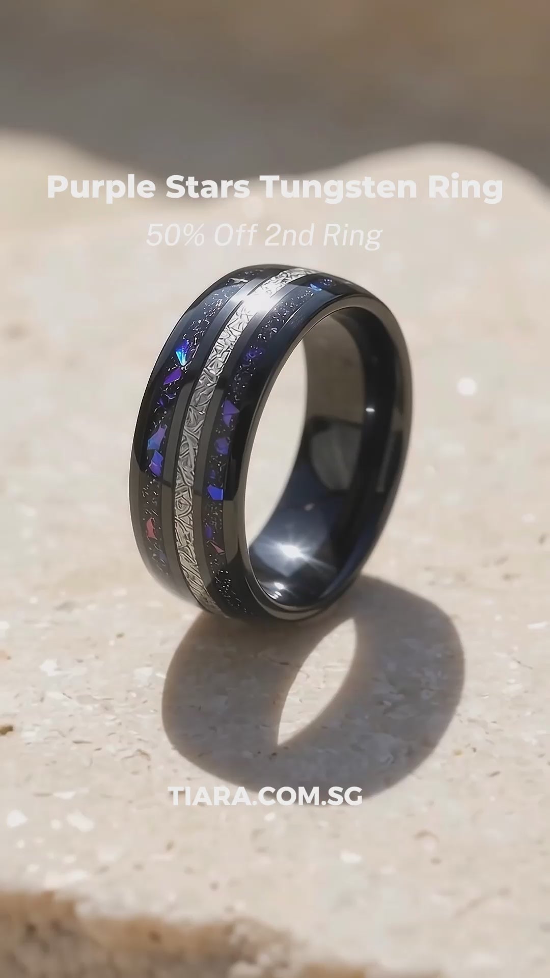 Purple Stars Meteorite Purple Opal Tungsten Carbide Ring | Men&