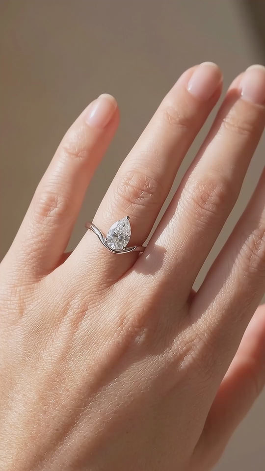 Pear-Cut Chevron Women Ring | 925 Silver | PRM7205