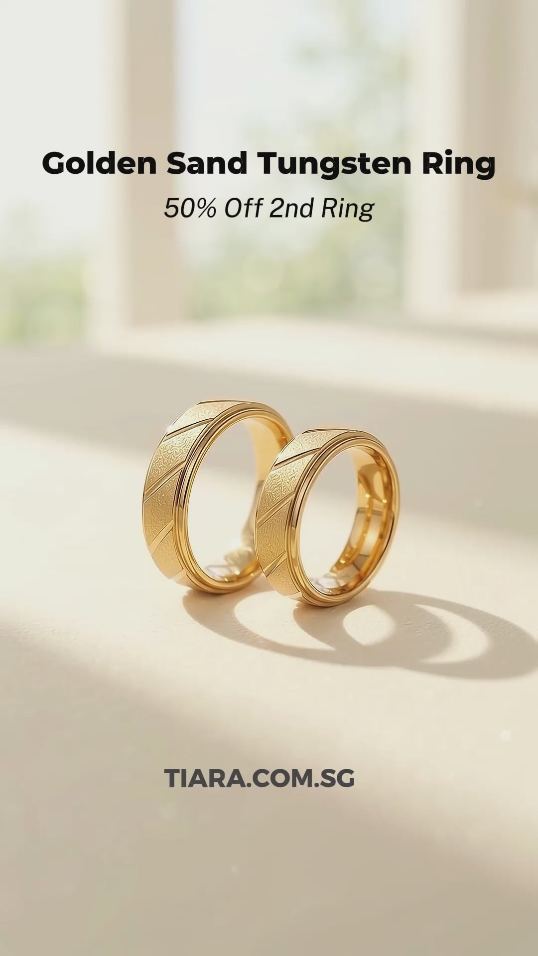 Golden Sand | Tungsten Couple Rings | Gold Wedding Bands