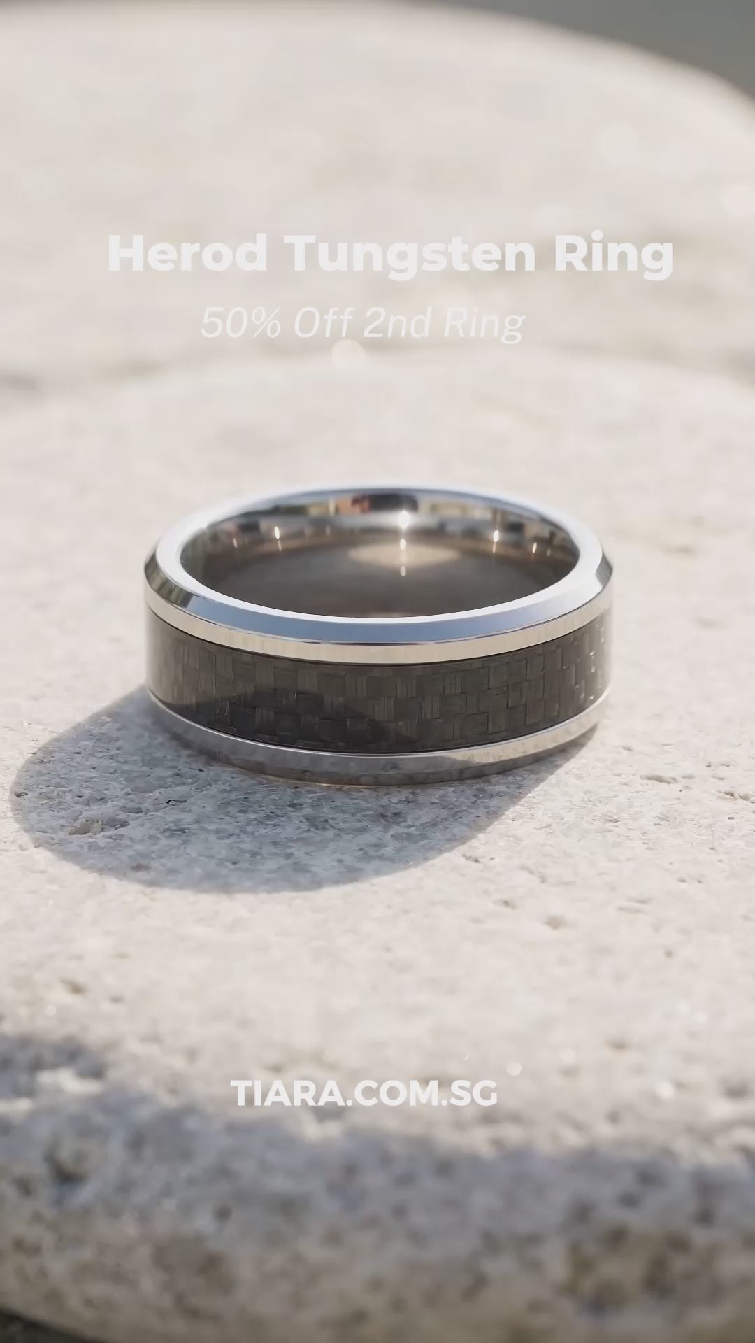 Herod Carbon Fiber Inlay Tungsten Carbide Ring | Men&