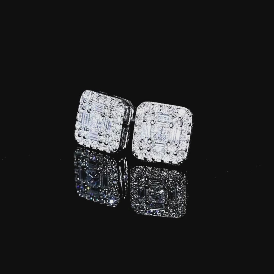 Prm8125: The Moissanite Radiant Illusion Stud Earrings