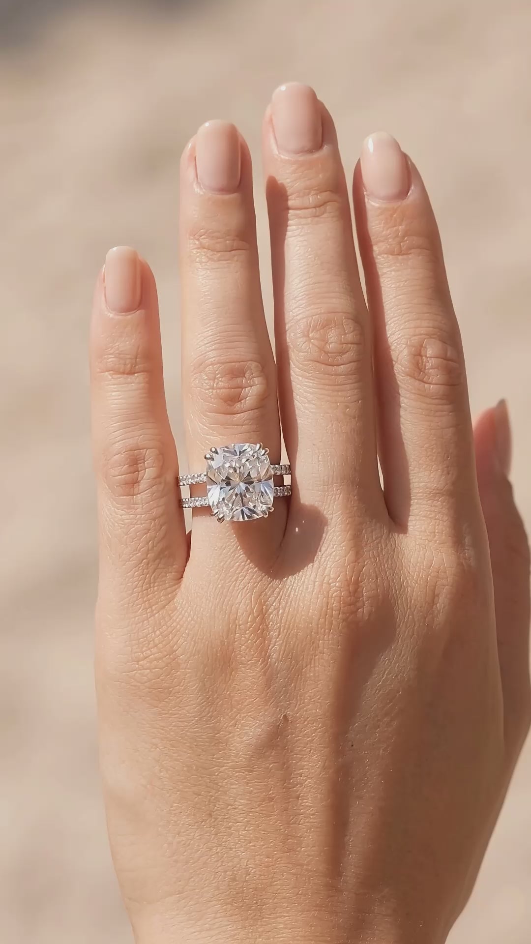 Cushion Cut Moissanite Solitaire Ring | 925 Sterling Silver | PRM7130