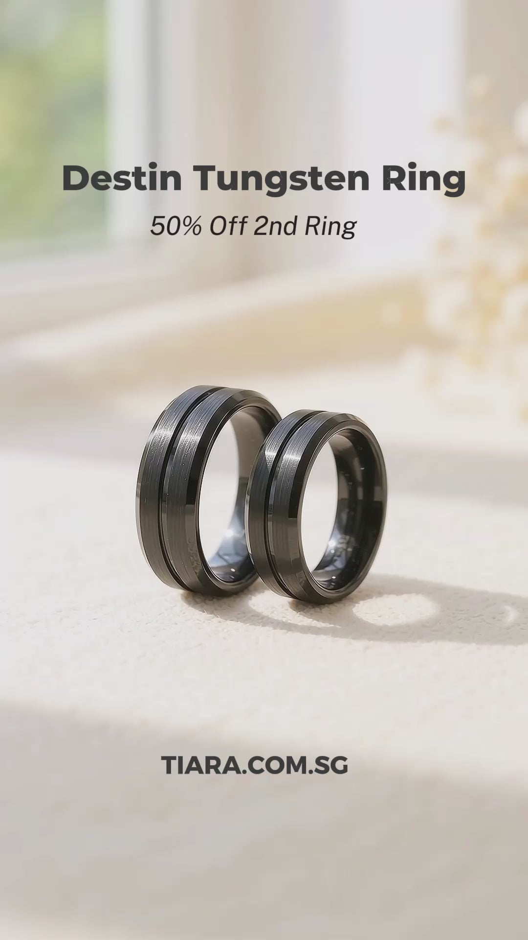 Destin | Tungsten Couple Rings | Black Wedding Bands