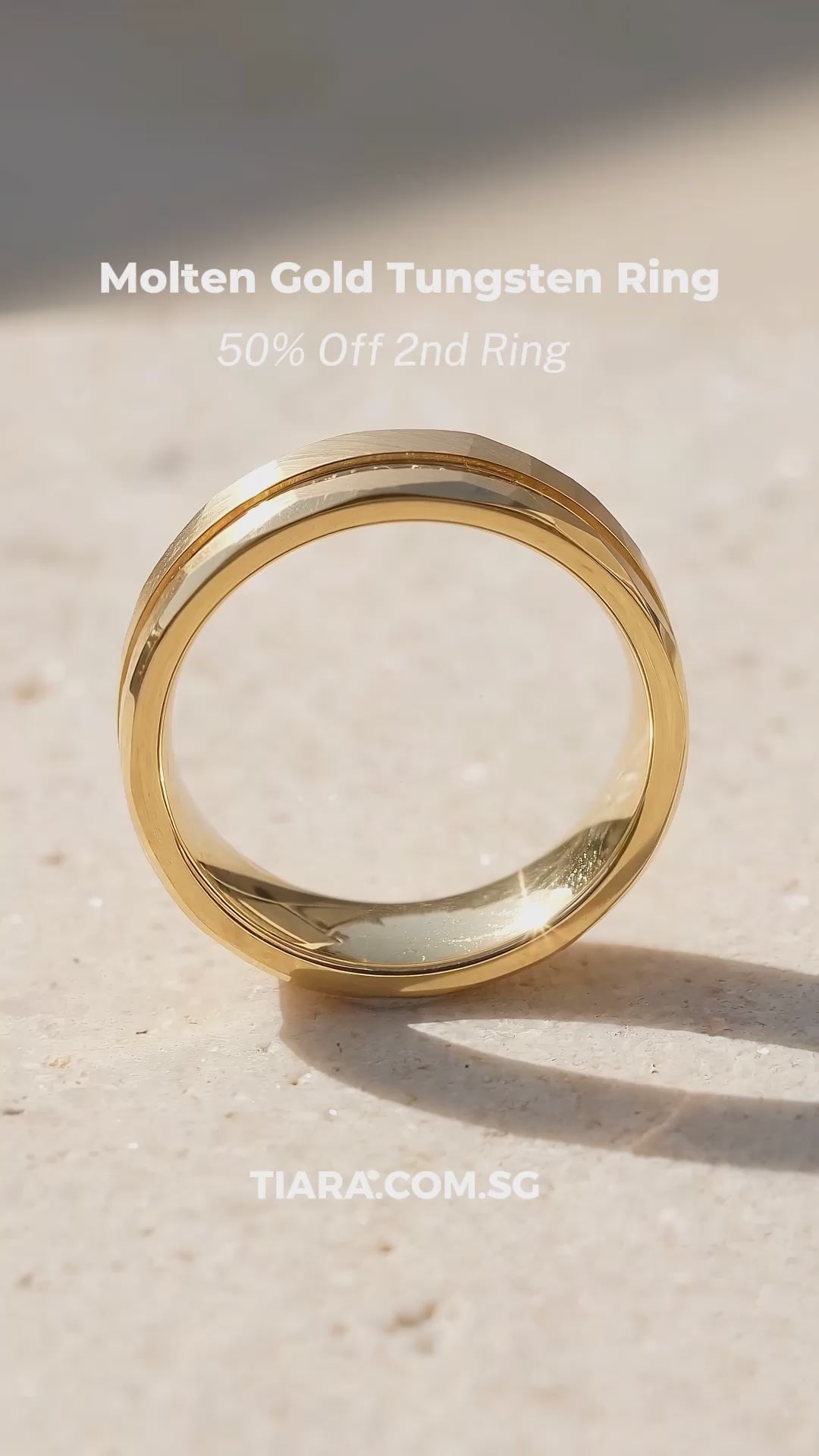 Molten Hammered Gold Tungsten Carbide Ring | Men&